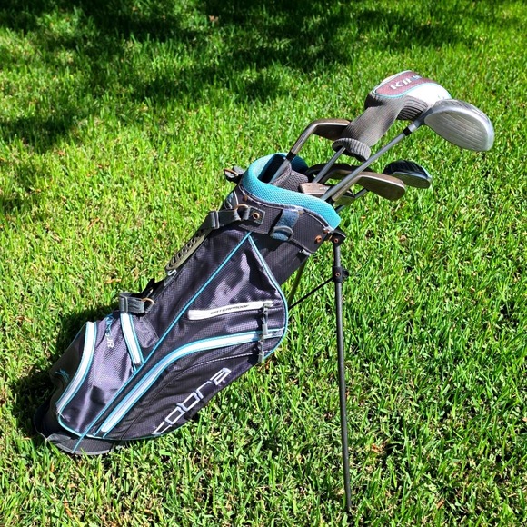 Cobra Other - Cobra King Jr Junior Golf Club Set with Stand Bag Black Teal 7 Piece Set